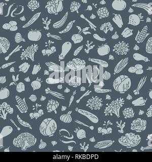 Hand Gemüse Vektor nahtlose Muster im flachen Stil gezeichnet. Einzigartige organische Nahrung Pattern, das Geschenkpapier verwendet werden können, bioproducts Tapete, Orgel Stock Vektor