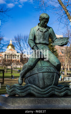 Statue der Knabe in den Boston Commons. Stockfoto