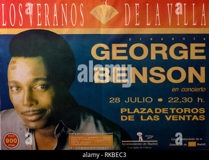 George Benson, Madrid Tour 1986, Musical Konzert Poster Stockfoto