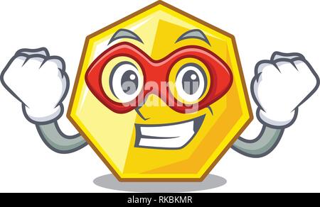 Super Hero heptagon mit in das Maskottchen Vektor-illustration isoliert Stock Vektor