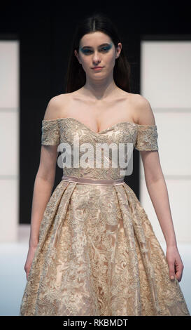 10. Februar 2019. Bereit Catwalk fashion show am reinen London, Olympia zu tragen Stockfoto