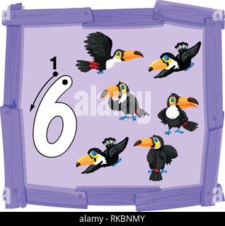 Nummer Sechs auf hölzernen Banner Abbildung Stock Vektor