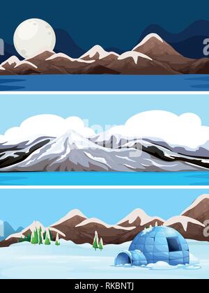 Satz Winter Landschaft illustration Stock Vektor