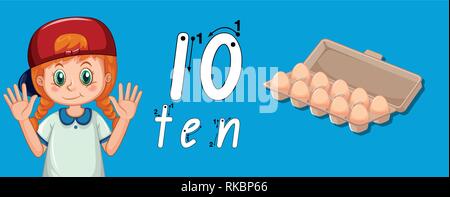 10 Anzahl tracing guide Abbildung Stock Vektor