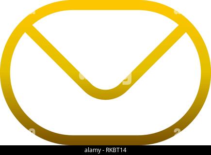 Mail Symbol - golden gradient Umriss gerundet, isoliert - Vector Illustration Stock Vektor