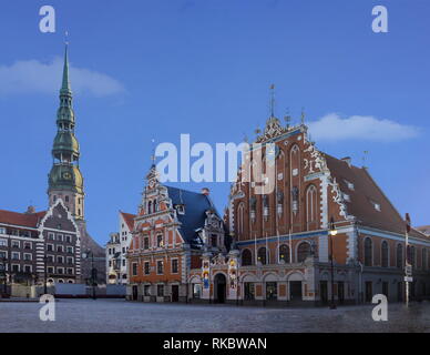 Haus der Mitesser. Lettische: Melngalvju nams, Deutsch: Schwarzhaupterhaus, ist ein Gebäude in der Altstadt von Riga, Lettland. Stockfoto