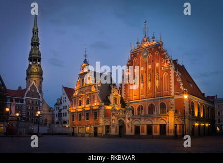 Haus der Mitesser. Lettische: Melngalvju nams, Deutsch: Schwarzhaupterhaus, ist ein Gebäude in der Altstadt von Riga, Lettland. Stockfoto