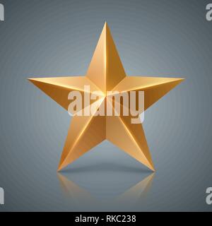 Gold Star. 3D realistische Symbol Stock Vektor