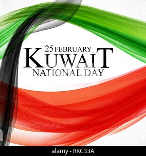 25. Februar Kuwait Nationalfeiertag Hintergrund Template Design für Karte, Banner, Poster oder Flyer. Vector Illustration Stock Vektor