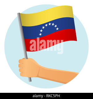 Venezuela Flagge in der Hand. Patriotischen Hintergrund. Nationalflagge von Venezuela Abbildung Stockfoto