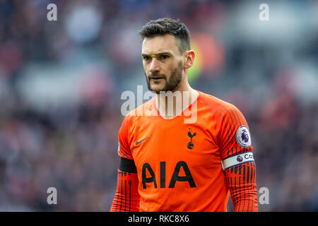 London, Großbritannien. 10. Feb 2019. Hugo Lloris von Tottenham Hotspur beim Premier League Spiel zwischen den Tottenham Hotspur und Leicester City im Wembley Stadion, London, England am 10. Februar 2019. Foto von salvio Calabrese. Nur die redaktionelle Nutzung, eine Lizenz für die gewerbliche Nutzung erforderlich. Keine Verwendung in Wetten, Spiele oder einer einzelnen Verein/Liga/player Publikationen. Credit: UK Sport Pics Ltd/Alamy leben Nachrichten Stockfoto