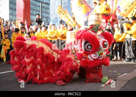 Newcastle, Großbritannien. Februar 10. 2019. Chinesisches Neujahrsfest des Schweins auf der Stowel Street, Stadtzentrum, Credit: DEW/Alamy Live News Stockfoto