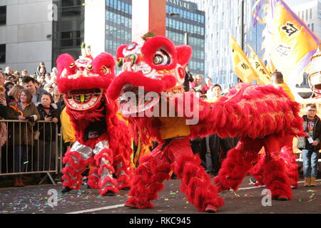 Newcastle, Großbritannien. Februar 10. 2019. Chinesisches Neujahrsfest des Schweins auf der Stowel Street, Stadtzentrum, Credit: DEW/Alamy Live News Stockfoto