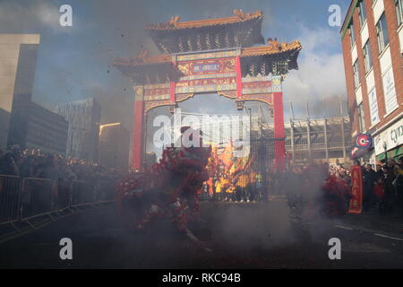 Newcastle, Großbritannien. Februar 10. 2019. Chinesisches Neujahrsfest des Schweins auf der Stowel Street, Stadtzentrum, Credit: DEW/Alamy Live News Stockfoto