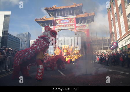 Newcastle, Großbritannien. Februar 10. 2019. Chinesisches Neujahrsfest des Schweins auf der Stowel Street, Stadtzentrum, Credit: DEW/Alamy Live News Stockfoto