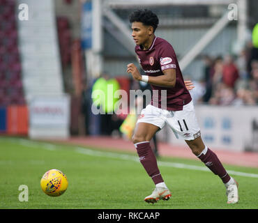 Tynecastle Park, Edinburgh, Schottland, Großbritannien. 10. Februar 2019. Fußball. Fünfte Runde der William Hill schottischen Pokalspiel zwischen dem Herzen und Auchinleck Talbot; Demi Mitchell der Herzen Quelle: Scottish Borders, Medien/Alamy leben Nachrichten Stockfoto