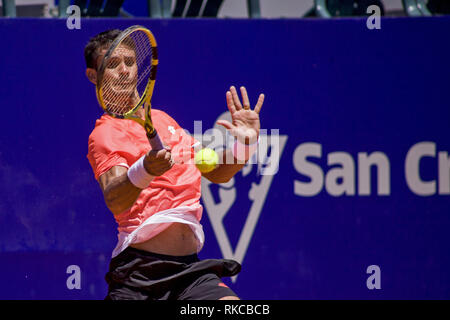 Buenos Aires, Argentinien. 10 Feb, 2019. Die Qualifikationsrunde weiter auf seine zweite Datum Sonntag 10. Mit den Übereinstimmungen zwischen den britischen Cameron Norrie und der Brasilianer Rogerio Dutra Silva mit einem Sieg der Brasilianischen in 6-7; 7-6; 6-2. In der Fotografie, der Brasilianer Rogerio Dutra Silva. Credit: Roberto Almeida Aveledo/ZUMA Draht/Alamy leben Nachrichten Stockfoto