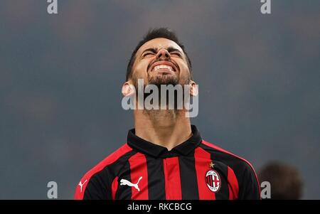 Mailand, Italien. 10. Feb 2019. ESCLUSIVA MAILAND Foto Spada/LaPresse 10 Febbraio 2019 Milano (Italia) Sport calcio Milan vs Cagliari - Campionato di calcio Serie A TIM 2018/2019 - Stadio San Siro Nella Foto: Suso EXKLUSIVE MAILAND Foto Spada/LaPresse Februar 10, 2019 in Mailand (Italien) Sport Fussball Mailand vs Cagliari - Italienische Fußball-Liga einen TIM 2018/2019 - San Siro Stadion In der Pic: Suso Credit: LaPresse/Alamy leben Nachrichten Stockfoto