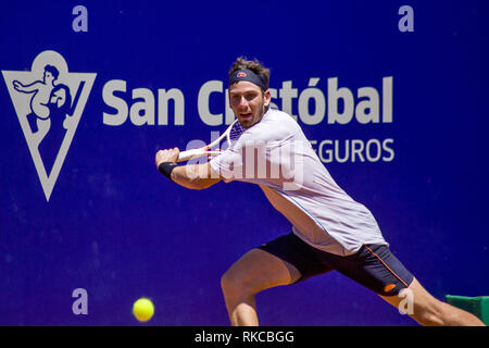 Buenos Aires, Argentinien. 10 Feb, 2019. Die Qualifikationsrunde weiter auf seine zweite Datum Sonntag 10. Mit den Übereinstimmungen zwischen den britischen Cameron Norrie und der Brasilianer Rogerio Dutra Silva mit einem Sieg der Brasilianischen in 6-7; 7-6; 6-2. Im Bild der britischen Cameron Norrie. Credit: Roberto Almeida Aveledo/ZUMA Draht/Alamy leben Nachrichten Stockfoto