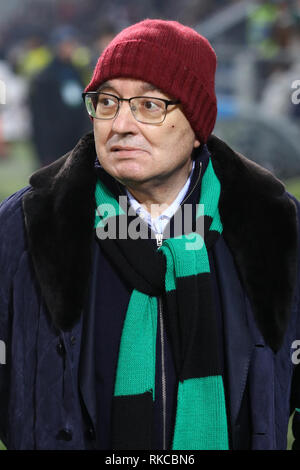 Reggio Emilia, Italien. 10. Feb 2019. Foto LaPresse/Filippo Rubin 10/02/2019 Reggio Emilia (Italia) Sport Calcio Sassuolo - Juventus - Campionato di calcio Serie A 2018/2019 Nella Foto: Giorgio Squinzi Foto/LaPresse Filippo Rubin Februar 10, 2019 Reggio Emilia (Italien) Sport Fussball Sassuolo vs Juventus - Italienische Fußball-Liga einen 2018/2019 Stadion im Pic: GIORGIO SQUINZI Stockfoto