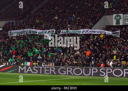 Reggio Emilia, Italien. 10. Feb 2019. Foto LaPresse/Filippo Rubin 10/02/2019 Reggio Emilia (Italia) Sport Calcio Sassuolo - Juventus - Campionato di calcio Serie A 2018/2019 Nella Foto: ICH TIFOSI DEL SASSUOLO Foto/LaPresse Filippo Rubin Februar 10, 2019 Reggio Emilia (Italien) Sport Fussball Sassuolo vs Juventus - Italienische Fußball-Liga einen 2018/2019 Stadion im Pic: SASSUOLO UNTERSTÜTZER Stockfoto