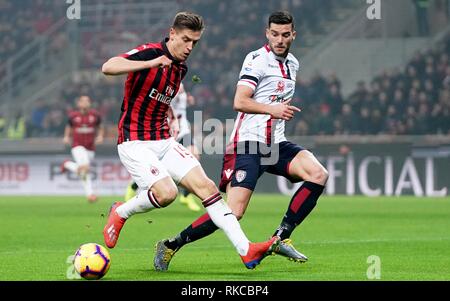 Mailand, Italien. 10. Feb 2019. ESCLUSIVA MAILAND Foto Spada/LaPresse 10 Febbraio 2019 Milano (Italia) Sport calcio Milan vs Cagliari - Campionato di calcio Serie A TIM 2018/2019 - Stadio San Siro Nella Foto: Krzysztof Piatek EXKLUSIVE MAILAND Foto Spada/LaPresse Februar 10, 2019 in Mailand (Italien) Sport Fussball Mailand vs Cagliari - Italienische Fußball-Liga einen TIM 2018/2019 - San Siro Stadion In der Pic: Krzysztof Piatek Credit: LaPresse/Alamy leben Nachrichten Stockfoto