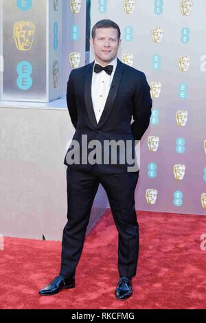 London, Großbritannien. 10 Feb, 2019. LONDON, Großbritannien - 10. Februar: Dermot O'Leary an der 72nd British Academy Film Awards, die Albert Hall am 10. Februar 2019 in London, Vereinigtes Königreich. Credit: Imagespace/Alamy leben Nachrichten Stockfoto