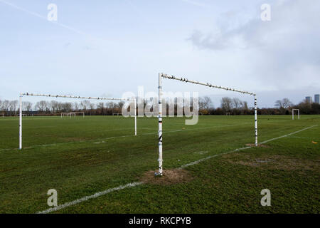 Hackney Marshes Spielfelder, London, UK Stockfoto