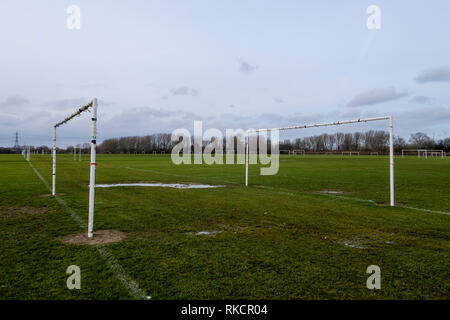 Hackney Marshes Spielfelder, London, UK Stockfoto