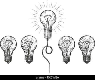Idee, Innovation. Hand Business Konzept erarbeitet. Skizze Vector Illustration Stock Vektor