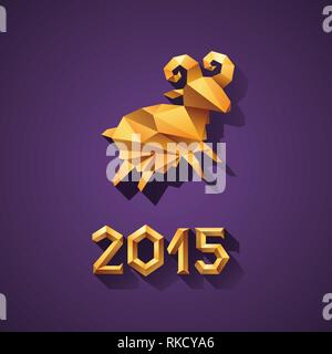 Polygonale golden ram Schafe Symbol von Jahr Abbildung: Stock Vektor