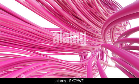 Abstract Pink glatte Linien auf weißem Hintergrund Stockfoto