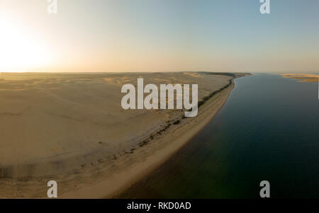 Luftaufnahme Düne von Pilatus, Frankreich. Gironde, Arcachon, Aquitanien, der größten Sandwüste in Europa Stockfoto