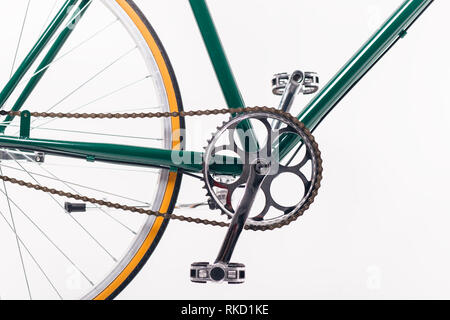 Fahrradverleih in der Nähe des Bremspedals bis Stockfoto