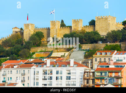 Lissabon Schloss tagsüber. Weltberühmten Touristenattraktion, Lissabon, Portugal Stockfoto