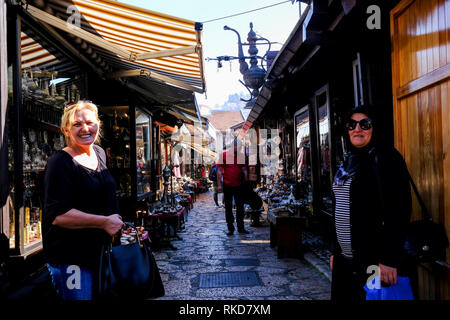 Bascarsija Basar in Sarajevo, Bosnien und Herzegowina. Stockfoto