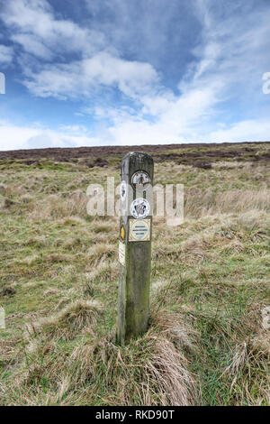 Calder Aire Link Zeichen auf Wadsworth Moor, auf dem walshaw Immobilien, in der Nähe von Hardcastle Crags, Calderdale, Großbritannien Stockfoto