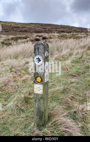 Calder Aire Link Zeichen auf Wadsworth Moor, auf dem walshaw Immobilien, in der Nähe von Hardcastle Crags, Calderdale, Großbritannien Stockfoto