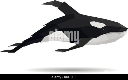 Cool Vektor Bild mit Orca Dolphin in Low Poly style isoliert auf Weiss. Stock Vektor