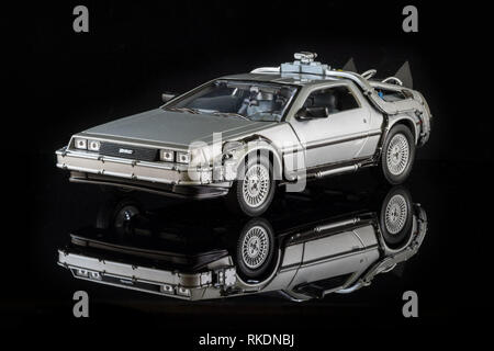 Ein Spielzeug Modell des berühmten DeLorean Auto Stockfoto