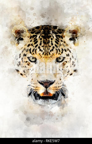 Aquarell Abbildung leopard Portrait. Schöne Wildlife World Stockfoto