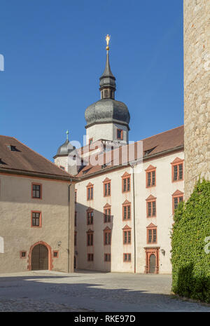 Idyllische Detail der Festung Marienberg in der Nähe von Würzburg in Unterfranken, einem bayerischen Raum in Deutschland Stockfoto