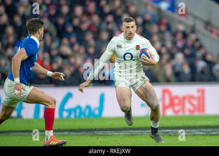 Twickenham, Vereinigtes Königreich. 7. Februar, Jonny, England gegen Frankreich, 2019 Guinness sechs Nationen Rugby Match gespielt an der RFU-Stadion, Twickenham, England, © PeterSPURRIER: Intersport Bilder Stockfoto