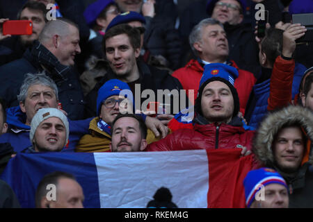 London, Großbritannien. 10 Feb, 2019. Unterstützer Frankreich während der sechs Nationen 2019 Rugby Union Übereinstimmung zwischen England und Frankreich am 10. Februar 2019 in Twickenham Stadion in London, England - Foto Laurent Lairys/DPPI Credit: Laurent Lairys/Agence Locevaphotos/Alamy leben Nachrichten Stockfoto