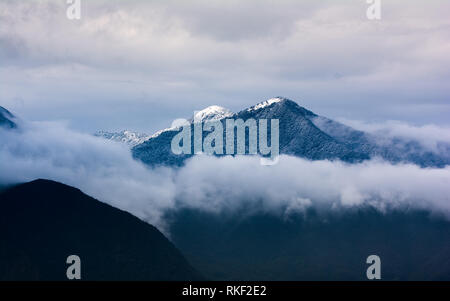 Schneefall, Schnee bedeckten Hügel aus Kathmandu, Nepal, 9 Feb, 2019 Stockfoto