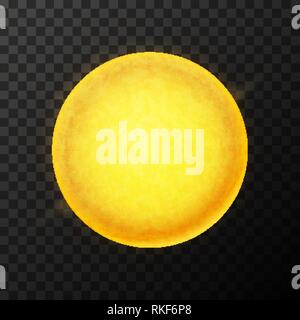 Bright Yellow Sun Star mit glühenden und Textur auf transparentem Hintergrund Stock Vektor