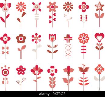 Blume vektor Icon Set auf einem weißen Hintergrund. Bündel von Designelementen. Kann als Logo verwendet werden. Stock Vektor