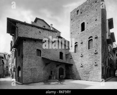 Toskana, Florenz, Blick auf die Häuser der Alighieri Familie, Museo Casa di Dante, 1900-10 Stockfoto