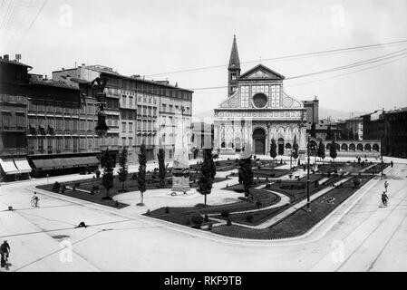 Toskana, Florenz, die Basilika von Santa Maria Novella Piazza Santa Maria Novella, 1900-10 Stockfoto