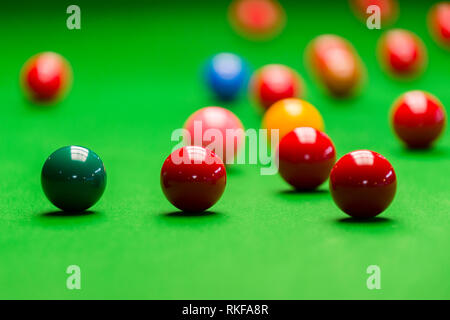 Snooker Kugeln auf dem Tisch snooker Club Stockfoto